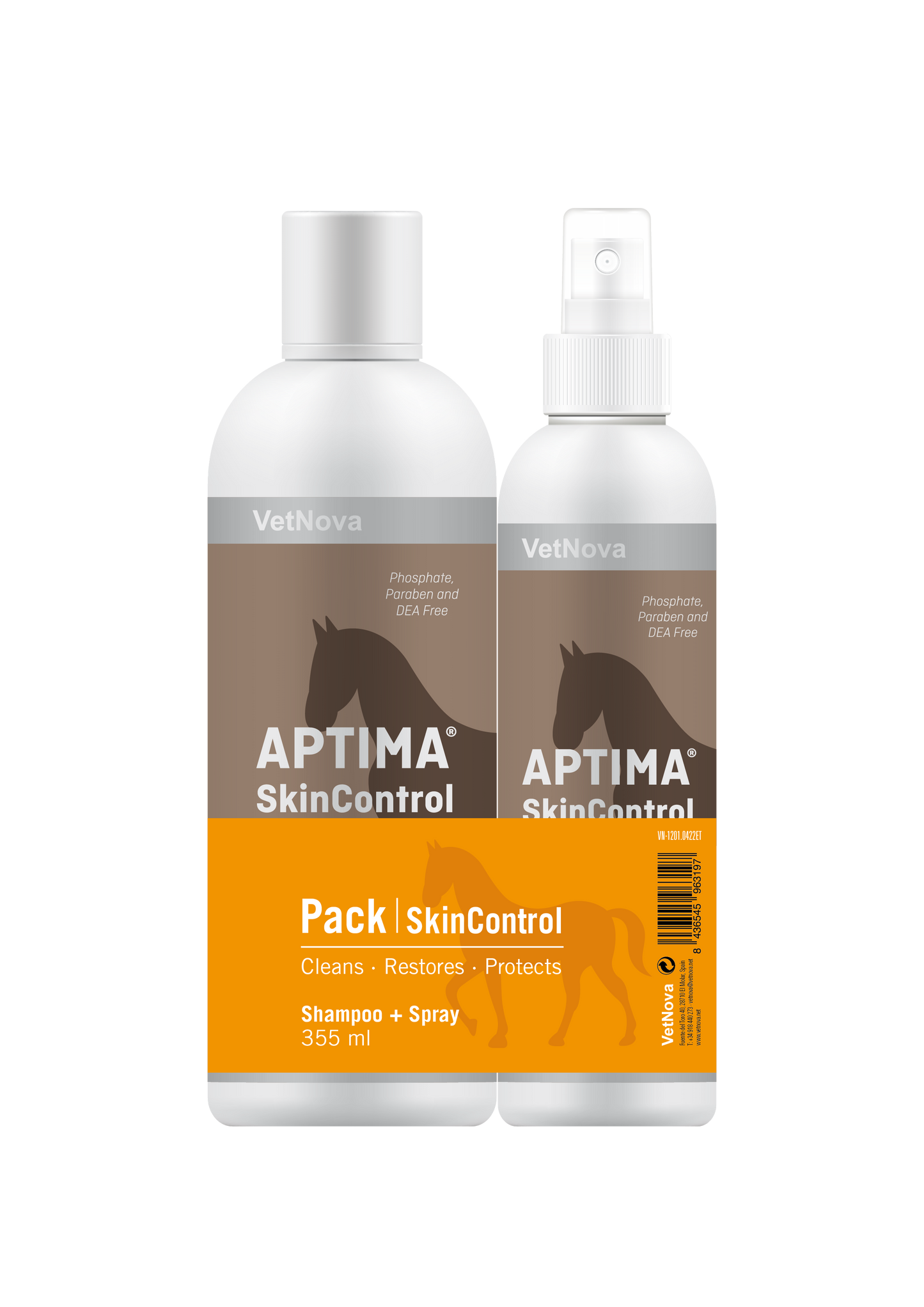 Champú y spray dermatológicos caballos, con propiedades secantes, lipolíticas y queratolíticas