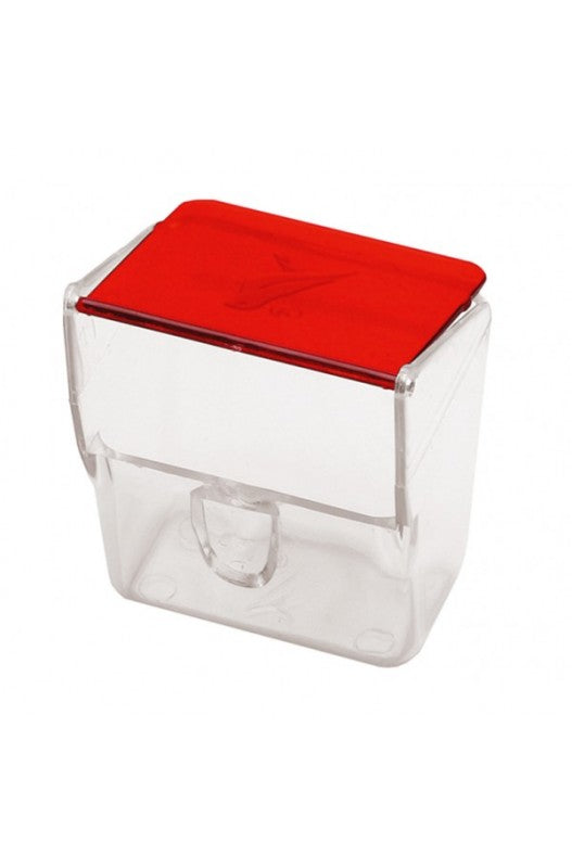 COMEDERO PARA PAJAROS DE PLASTICO CON TAPA ROJA
