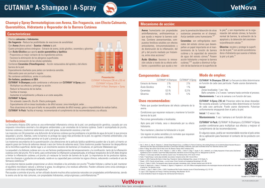 Champù dermatológico con avena, sin fragancia para perros gatos y caballos