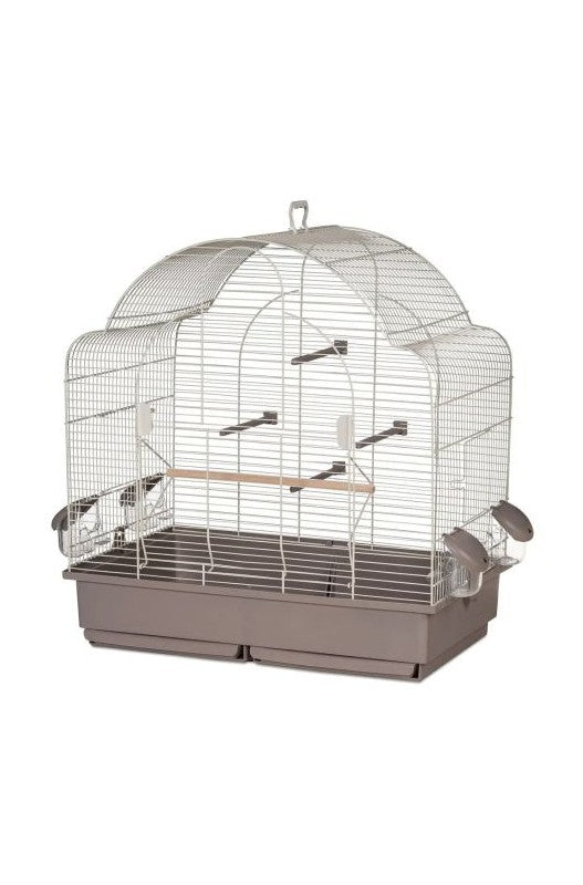 una jaula especialmente ideal para aves papilleras , con una puerta frontal para dejar volar a los pájaros por la habitación.