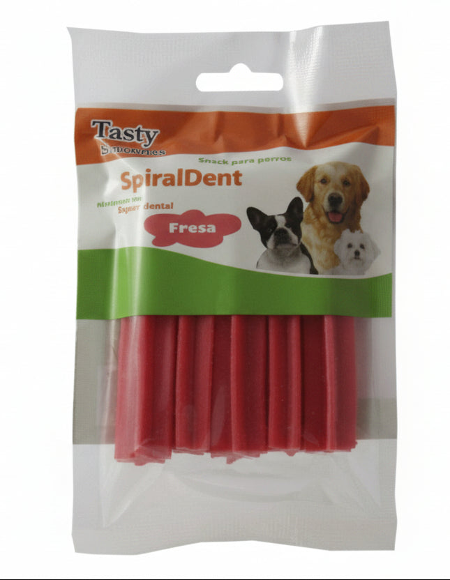 snack dental para perros con sabor a fresa, diseñado para ayudar en la higiene bucal - Bolypets