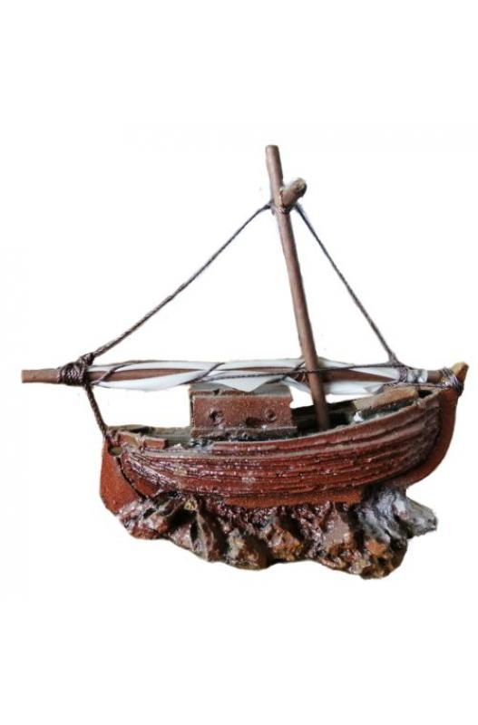 pequeña barca de pesca como decoración para un acuario | Accesorios plantas y decoración-Bolypets