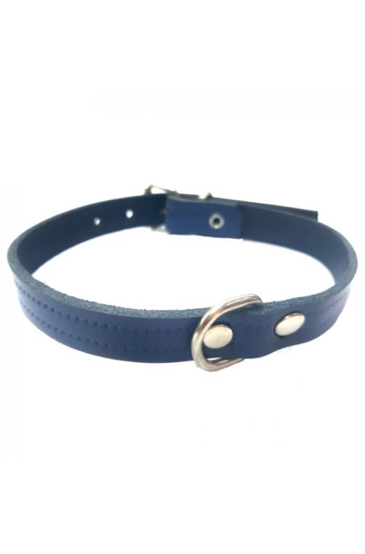 collar de cuero azul Laura, con un ancho de 1,5 cm y una longitud de 28 cm,