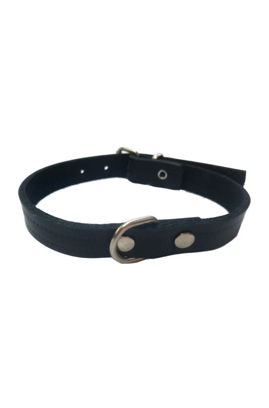 COLLAR DE CUERO NEGRO PARA PERROS