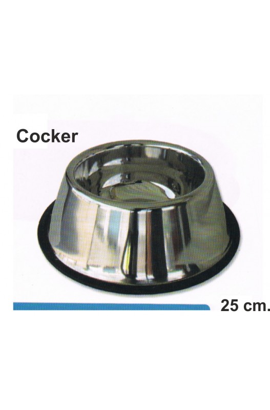 Comedero en acero inoxidable para cockers. suelo antideslizante.
