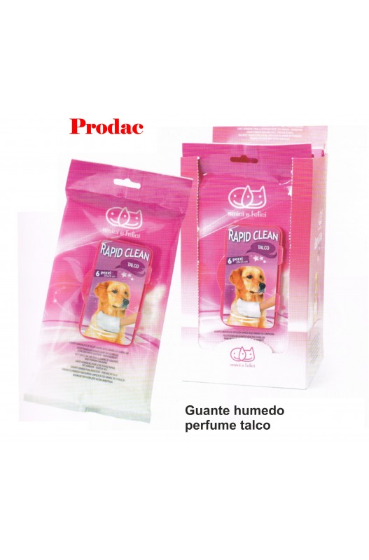 guantes húmedos para mascotas con perfume de Talco