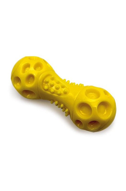 Juguete de TPR para perros, con forma de hueso en color amarillo