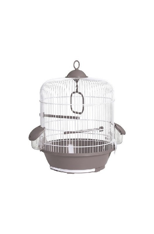 jaula para pájaros blanca y gris