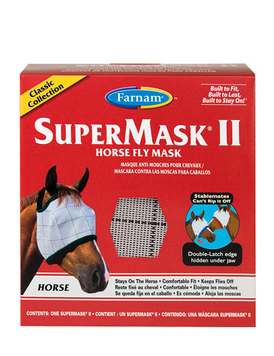 Caballo con la máscara antimoscas SUPERMASK II sin orejeras de Farnam protección facial contra insectos -Bolypets