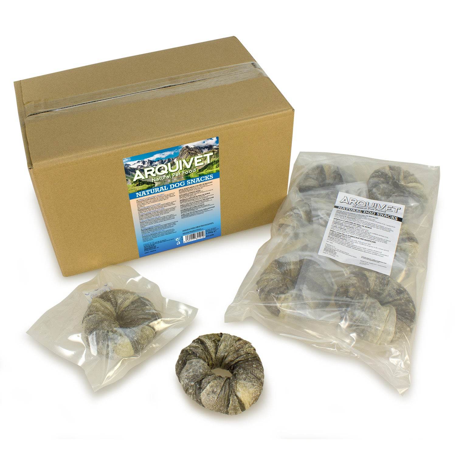 Aros Masticables de Piel de Bacalao | premios masticables para perros | 100 % natural | Salud dental y bienestar - Bolypets