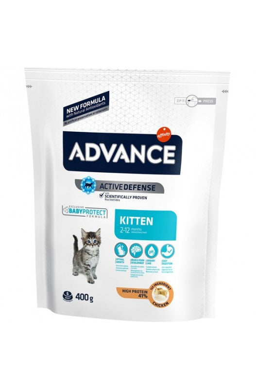 ienso completo para gatos de 2 a 12 meses Advance Kitten Advance Baby protect Kitten es un alimento equilibrado y completo que está especialmente indicado para felinos de 2 a 12 meses así como para hembras gestantes o lactantes.