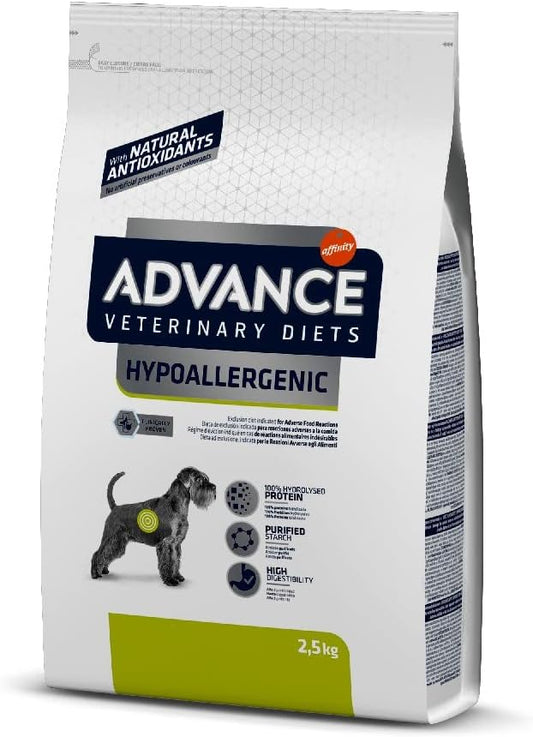 alimento dietético hipoalergénico completo y equilibrado para perros, diseñado para la reducción de la intolerancia a ingredientes y nutrientes gracias a su proteína hidrolizada de muy bajo peso molecular y a su fuente única de hidratos de carbono puros.