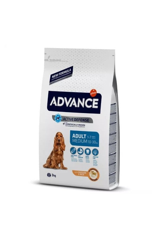 Alimento especialmente indicado para perros adultos (de 1 a 7 años) de raza mediana (de 10 a 30 kg. de peso adulto), que incorpora: Niveles adecuados de proteínas y grasas. Partícula mediana.