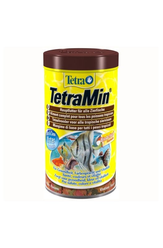 Tetra Min, es un alimento premiun completo en escamas para peces ornamentales. 