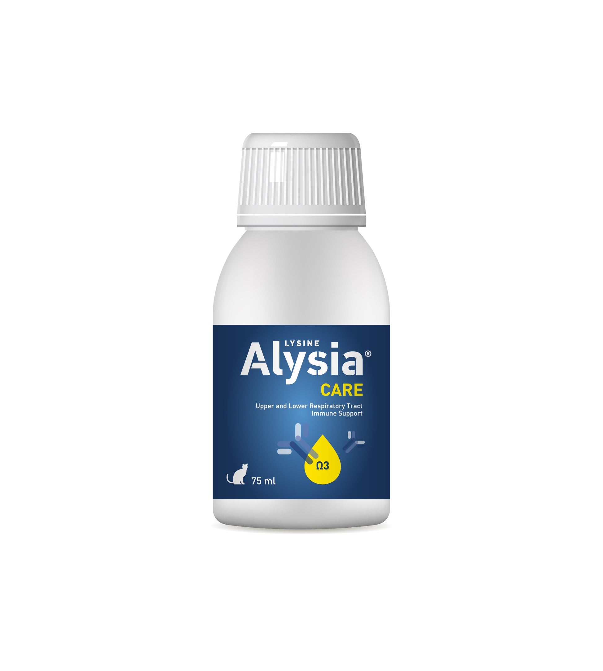 ALYSIA® CARE Alimento complementario para gatos. Solución oral completa con L-lisina, vitaminas B1, B2, B6, B12, Omega 3, y vitaminas A y D3.