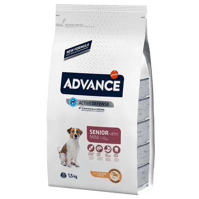  pienso para perros de raza pequeña Affinity Advance Mini Senior 8+ es un alimento de alta gama formulado especialmente para cubrir las necesidades nutricionales específicas de perros que no alcancen más de 10 kg de peso en edad adulta y que superen los 8 años de edad. 