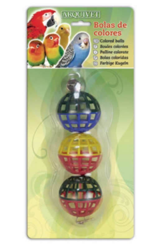 Bolas de colores para que jueguen los pajaros
