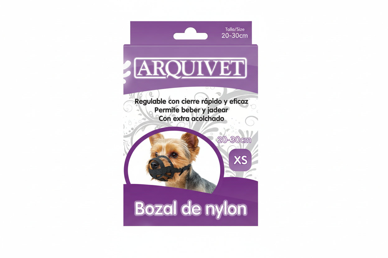 Bozal de Nylon Talla XS para Yorkshire de Arquivet es un accesorio práctico, ligero y seguro diseñado especialmente para perros pequeños, como los Yorkshire Terriers | Bozal para perros-Bolypets