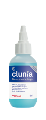 "Bote de gel mucoadhesivo CLUNIA Maintenance Zn Gel Fórmula Avanzada de 30ml para higiene bucodental de perros y gatos en Bolypets"