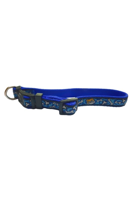 COLLAR BULL HUESO 15x250-380mm. AZUL perros