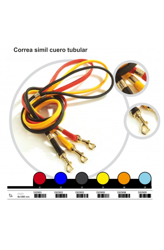 CORREA SIMIL CUERO TUBULAR 8X1000MM. AMARILLO/ ROJO