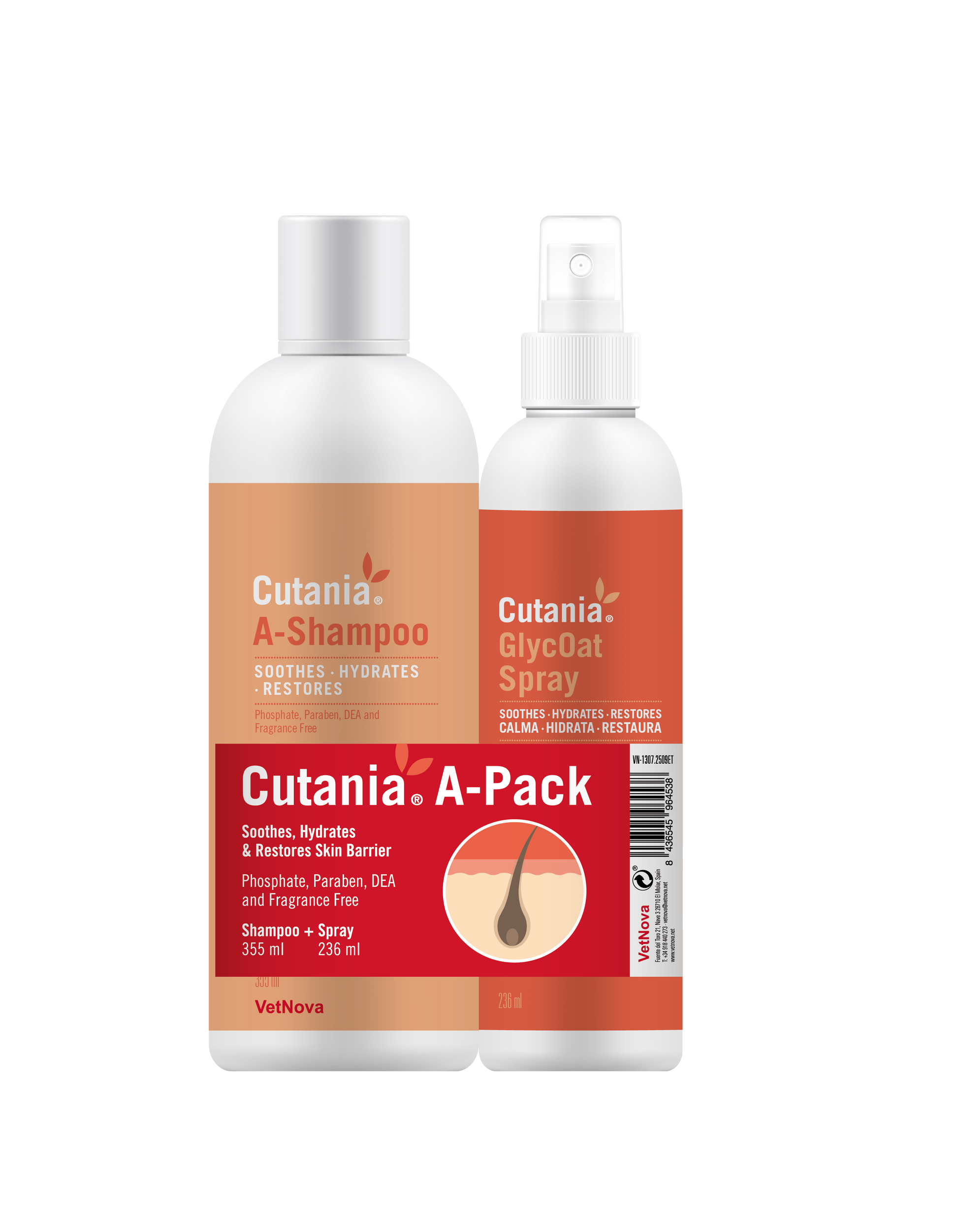 Champú Dermatológico para mascotas y caballos con Avena, sin fragancia, Efecto Calmante, Queratolítico, Hidratante y Reparador de la Barrera Cutánea