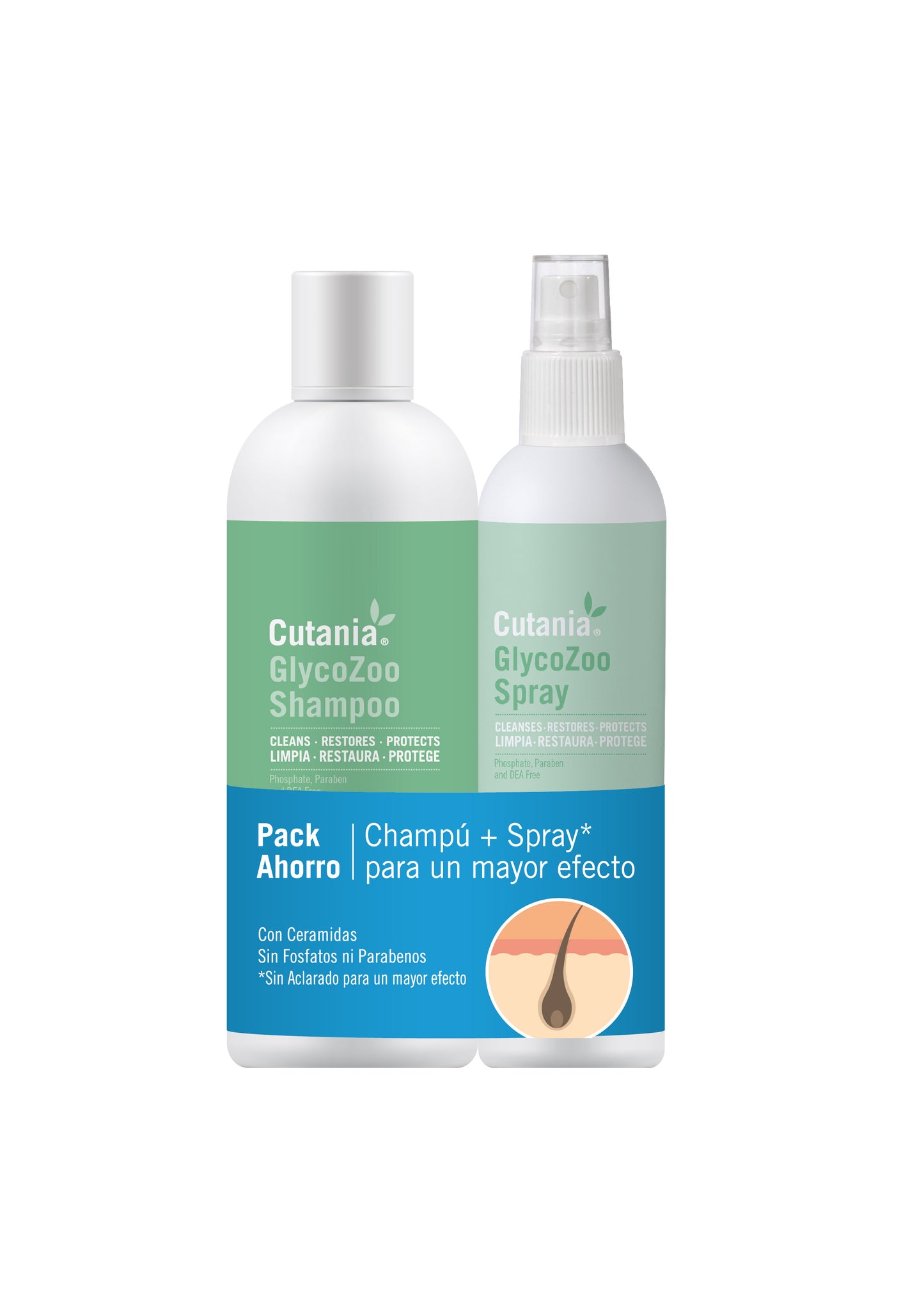 CUTANIA® GlycoZoo Pack Champú 355 ml + spray 236 ml