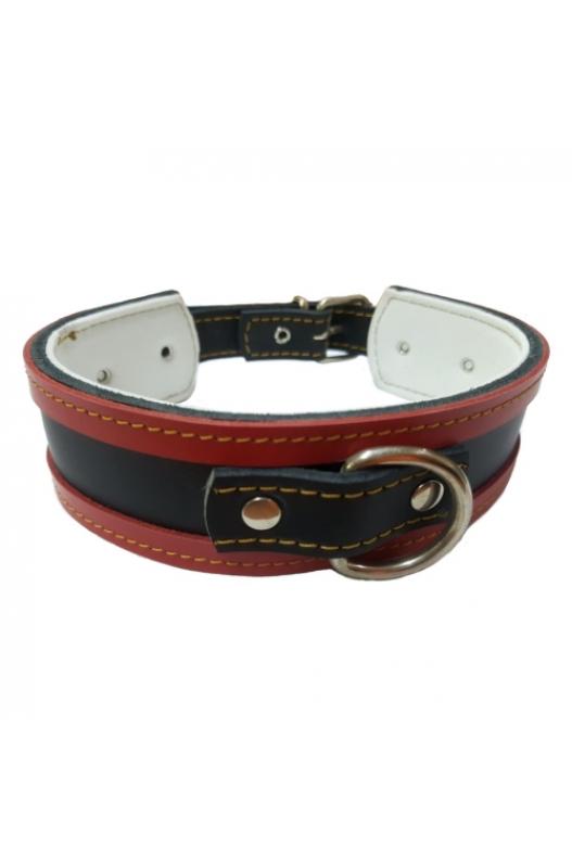 COLLAR GALGO NEGRO BORDE ROJO