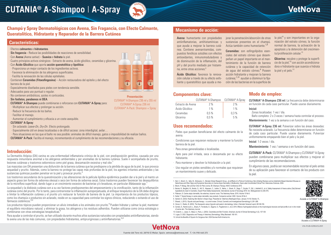 Champù dermatológico con avena, sin fragancia para perros gatos y caballos