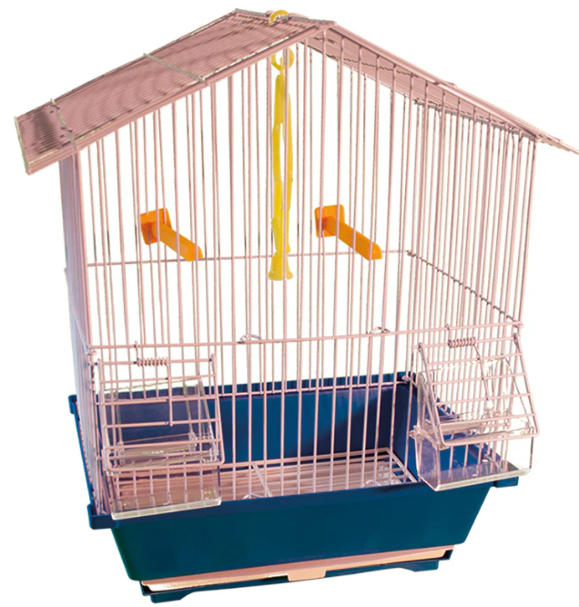 Jaula para aves pequeñas. Incluye bebedero , comedero