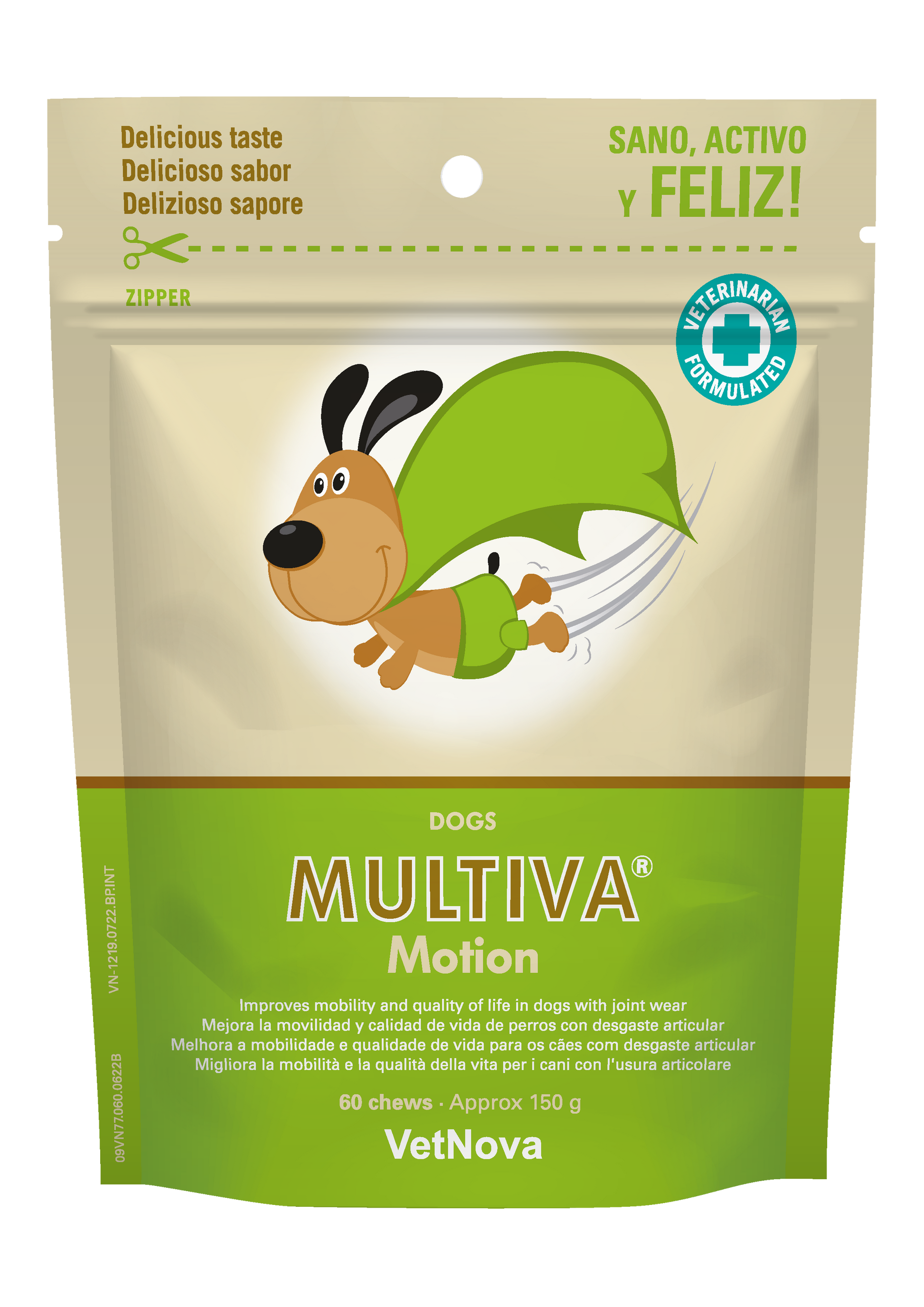 Suplemento enriquecido con MSM para promover la movilidad y el bienestar de las articulaciones en perros. Formula masticable altamente palatable