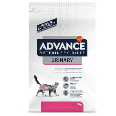 Advance Urinary Feline, es una dieta felina completa y equilibrada, formulada para el apoyo nutricional de problemas del tracto urinario inferior asociado a cristales de estruvita y oxalato gracias a su formulación con pH moderadamente ácido, al cloruro sódico y potásico y al contenido moderado en minerales. 