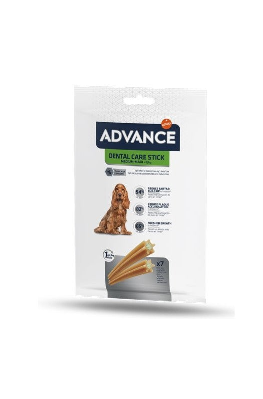 snacks Advance Dental Care Stick procuran la limpieza bucal con su triple efecto contra el sarro. El sarro es una consecuencia de la mineralización de la placa bacteriana que se desarrolla sobre los restos de comidas que quedan en los dientes.