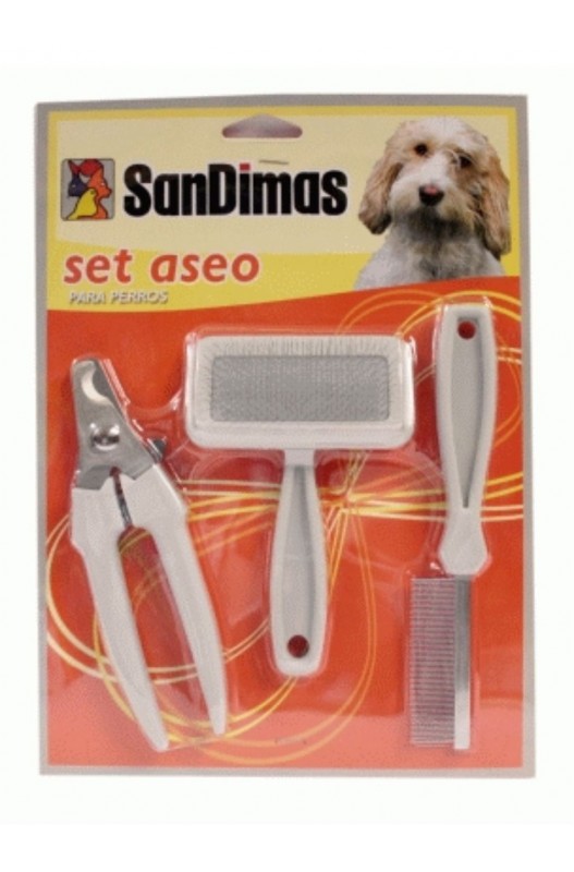 Set compuesto por Peine antipulgas, Carda y Cortaúñas. PARA PERROS