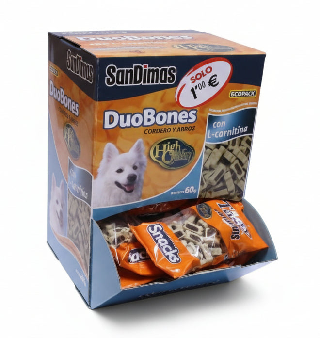 Alimento complementario para perros | Sabrosos snacks de cordero y arroz  | San Dimas Duobones | golosinas para perros - Bolypets