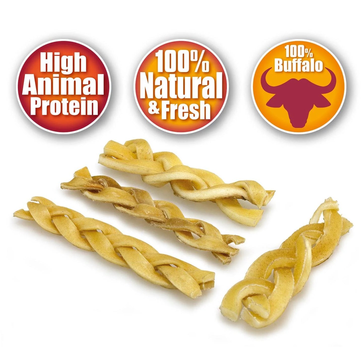 Trenzado de Piel de Búfalo para perros | snack como regalo o recompensa | Alto en proteinas - Bolypets.com