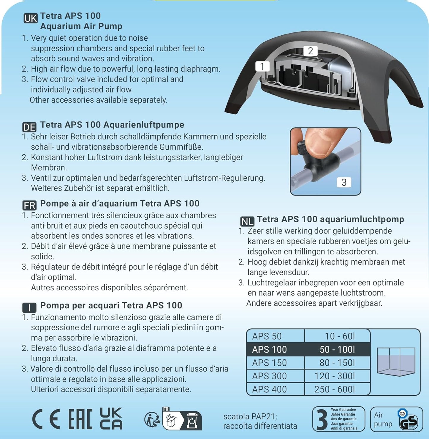 AIREADOR TETRA  APS100 PARA ACUARIOS