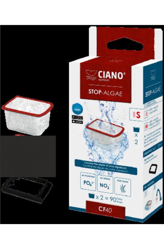 El Cartucho Stop Algas M CF80 es un accesorio diseñado para los filtros Ciano CF80, cuyo propósito principal es ayudar a prevenir y controlar la proliferación de algas en acuarios. Es una solución práctica para mantener el agua limpia y el ecosistema acuático equilibrado.