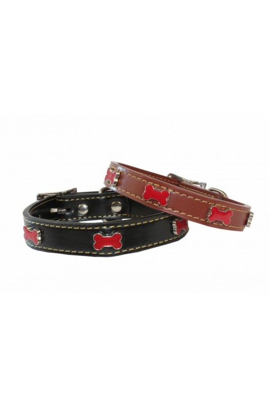 COLLAR ADORNO HUESO RED 20X400MM NEGRO para perros.