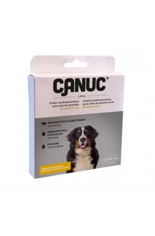 Collar Antiparasitario para Perros Pequeños y Medianos Canuc Deltametrina El Collar Canuc Deltametrina para Perros Pequeños y Medianos a partir de las 7 semanas de edad contiene deltametrina como sustancia activa.