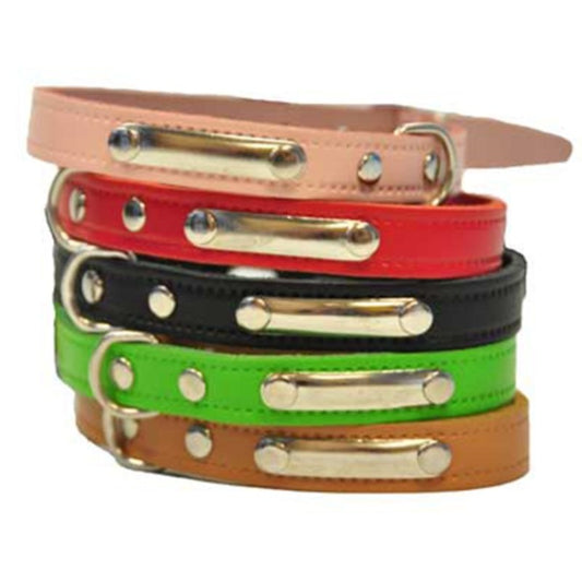 collar de cuero con placa de 25 mm para perros
