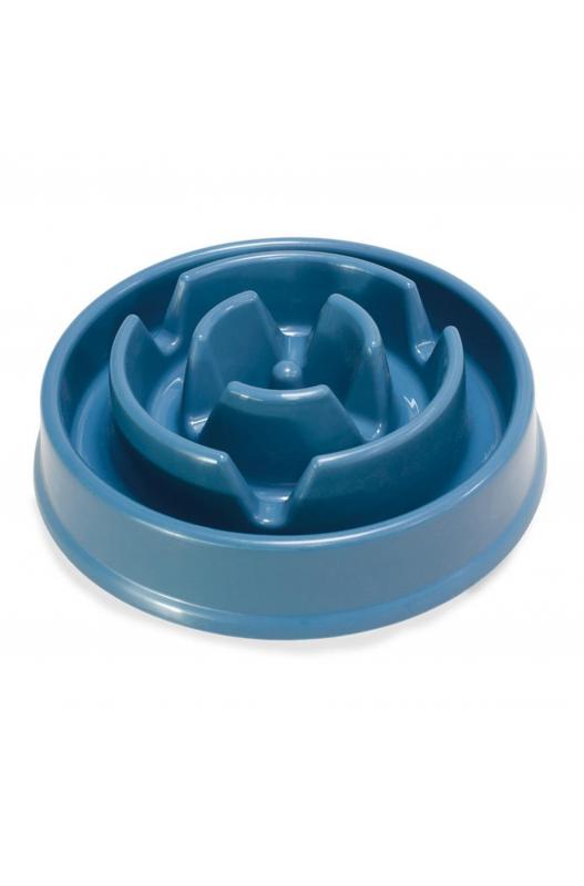 Comedero slow feeder para perros y gatos de color azul, hecho para que tu peludo no tenga ansiedad a la hora de comer. 
