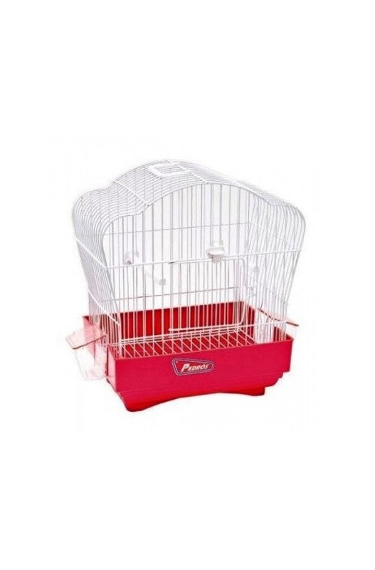 Jaula de metal con base de plástico para pájaros como canarios, silvestres, y pequeñas aves. 