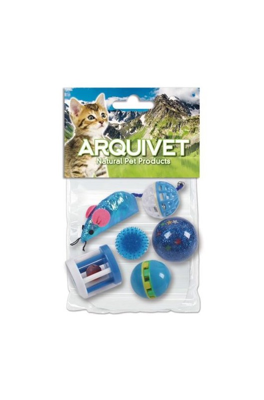 KIT 6 JUGUETES AZULES PARA GATOS