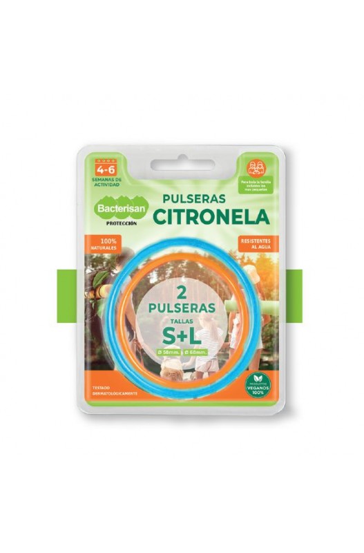 Pulseras aromáticas con fragancia de citronela que actúan como repelente de mosquitos 100% natural ya que su olor es desagradable para los insectos y muy agradable para las personas.