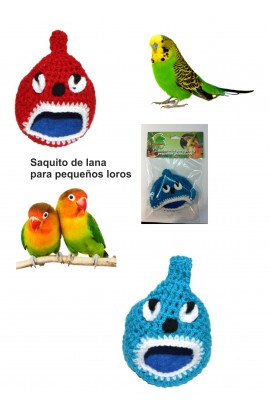  saquito de lana es ideal para agapornis y periquitos
