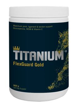 Bote de TITANIUM FlexGuard Gold suplemento condroprotector premium de máxima concentración para articulaciones de caballos- Bolypets