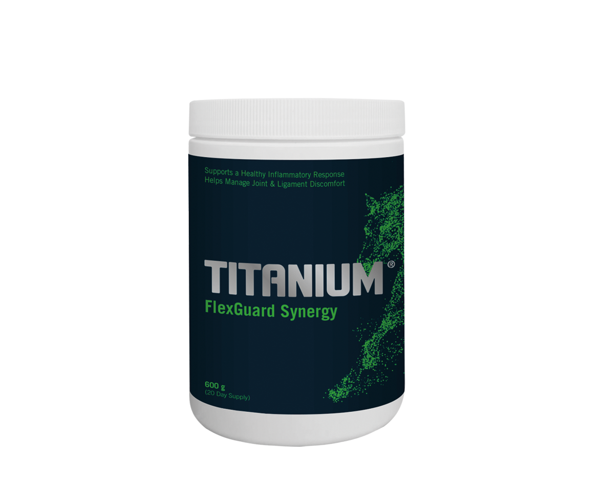 Bote de TITANIUM FlexGuard Synergy suplemento condroprotector y regenerador articular para caballos -Bolypets