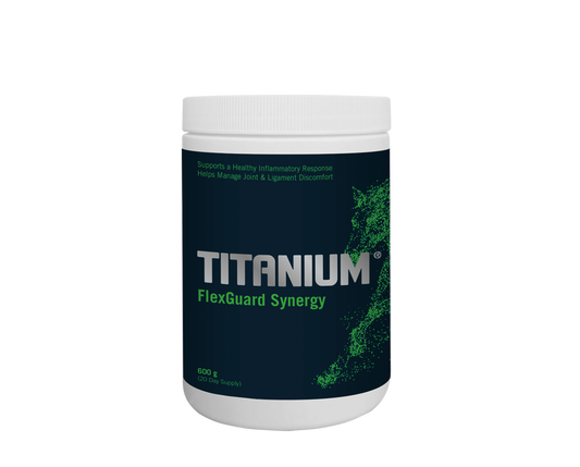 Bote de TITANIUM FlexGuard Synergy suplemento condroprotector y regenerador articular para caballos -Bolypets